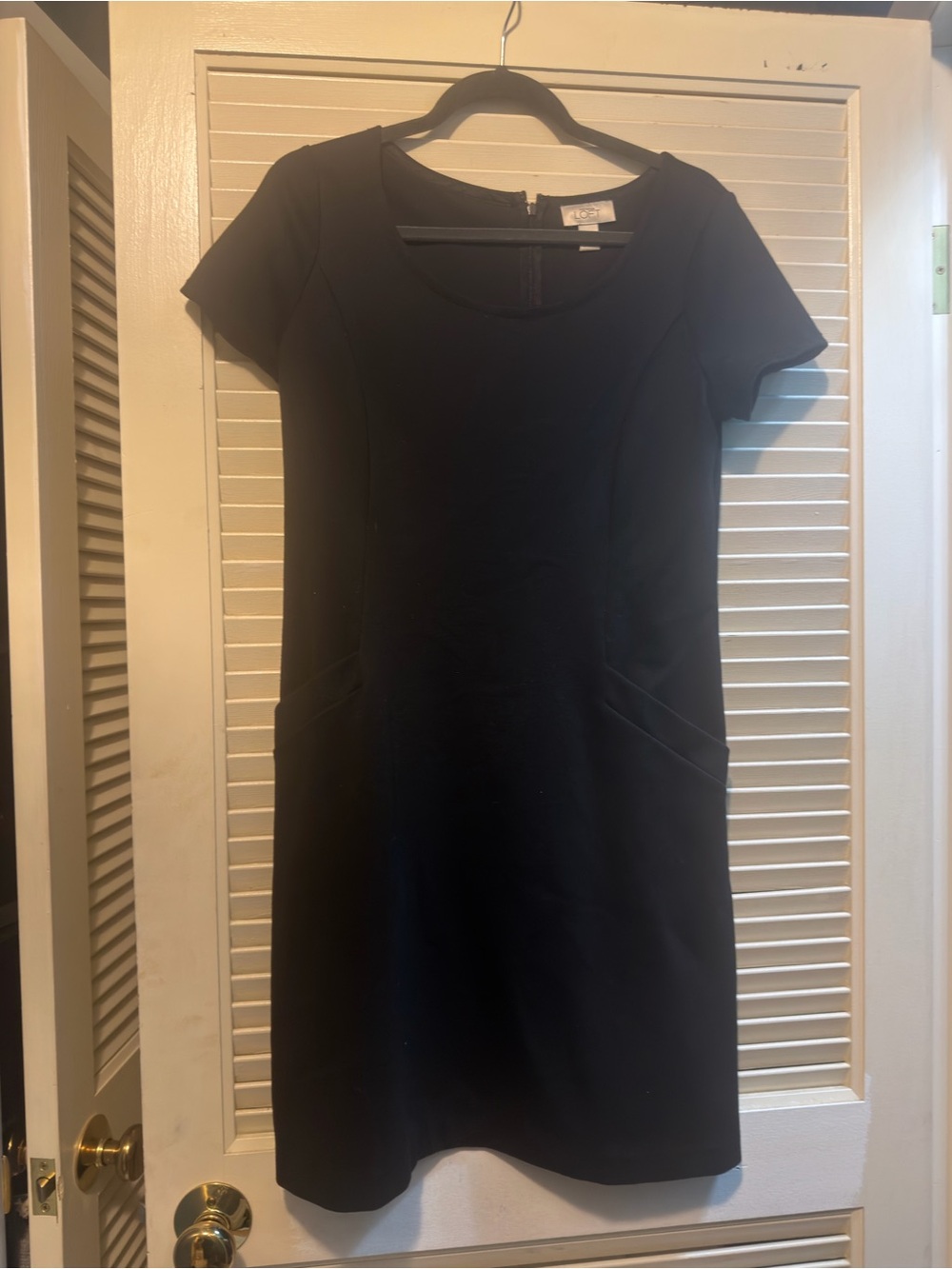 LOFT Black Short Sleeve Sheath Mini Dress